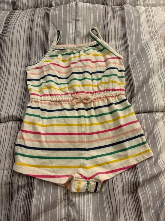 Old Navy Girls' Striped Orange & White Sleeveless Romper Set - Picture 5 of 7